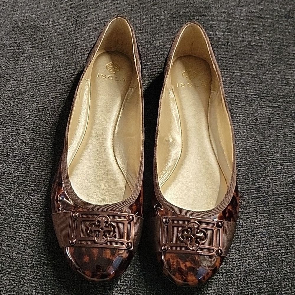 ISOLA BRITT II leopard print ballet flats, leather upper, lightly padded footbed